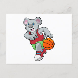 Carte Postale Koala au sport de basket-ball