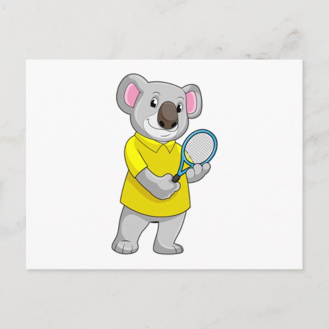 Carte Postale Koala au tennis avec raquette de tennis (Devant)