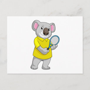 Carte Postale Koala au tennis avec une raquette de tennis