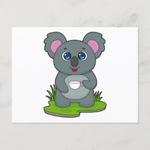 Carte Postale Koala avec tasse à café