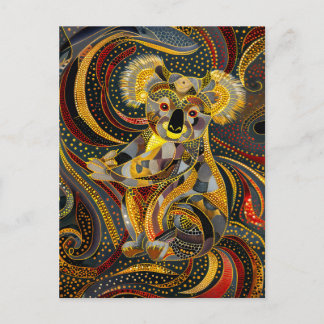 Carte Postale Koala en style Aborigène Dot Art