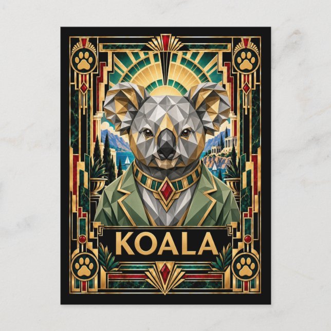Carte Postale Koala, faune Art déco (Devant)