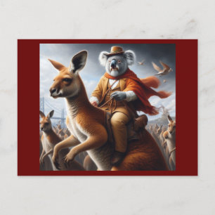 Carte Postale Koala Kangaroo Rider