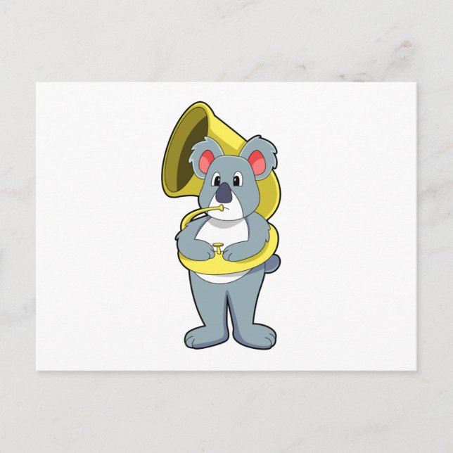 Carte Postale Koala ours à Musique avec Saxophone.PNG (Devant)