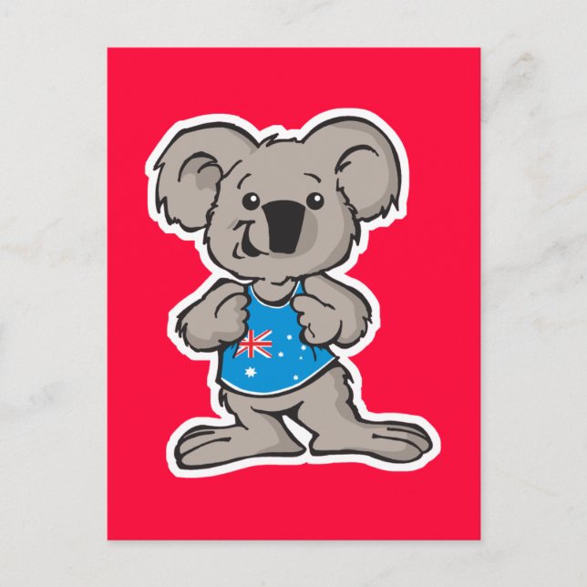 Carte Postale koala portant un maillot d'Australie (Devant)