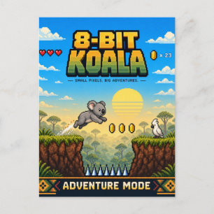 Carte Postale Koala, Rétro Pixel Art 8-Bit