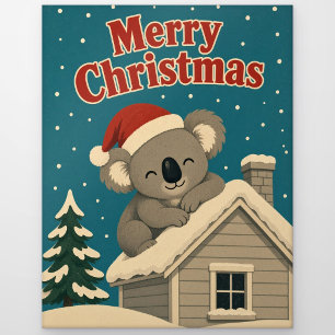 Carte Postale Koala Toit Hiver Animal Noël
