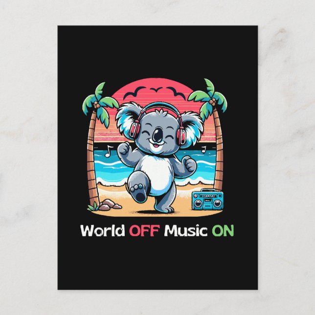 Carte Postale Koala vibre sur la plage (Devant)
