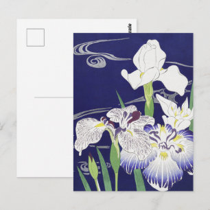 Carte Postale Kogyo Tsukioka Irises, Art Fleur Japonais