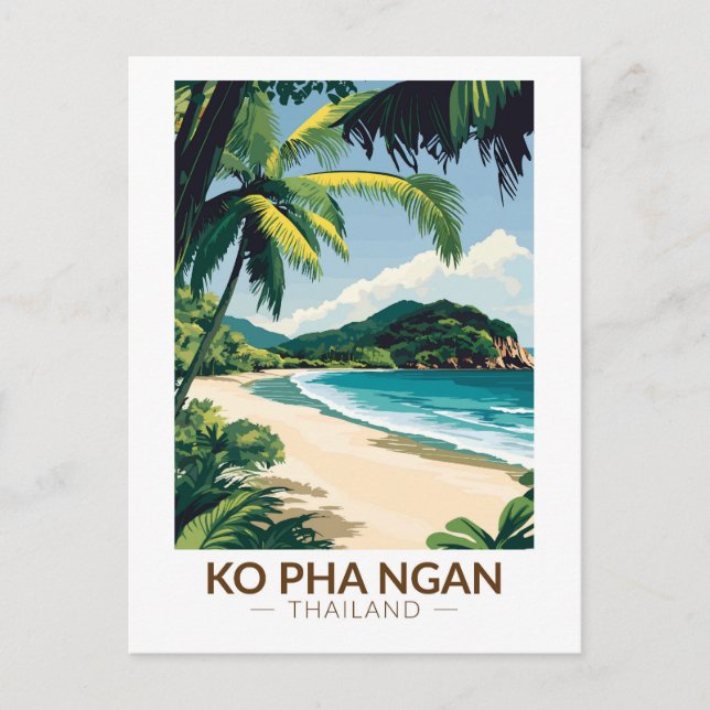 Carte Postale Koh Pha Ngan Thaïlande Travel Art Vintage (Devant)