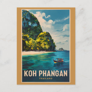 Carte Postale Koh Phangan Thaïlande Travel Art Vintage