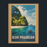 Carte Postale Koh Phangan Thaïlande Voyage Art Vintage<br><div class="desc">Conception de voyage rétro de Koh Phangan vecteur. Ko Pha-ngan est une île dans le golfe de Thaïlande dans la province de Surat Thani,  dans le sud de la Thaïlande.</div>