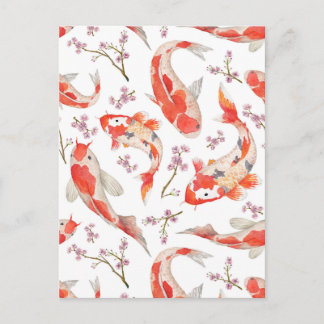 Carte Postale Koi Cherry Blossom Motif