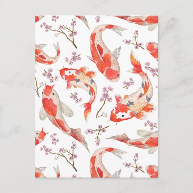 Carte Postale Koi Cherry Blossom Motif (Devant)