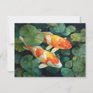 Carte Postale Koi Fish Pond Lily Pads