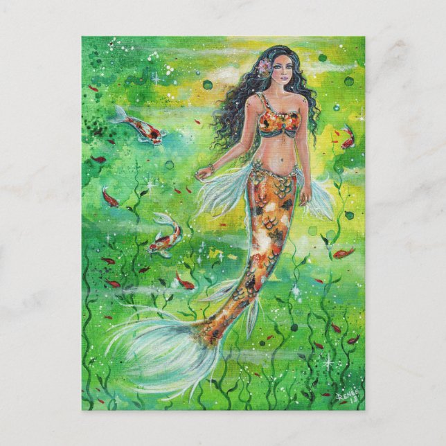 Carte Postale Koi mermaid Lily par Renee Lavoie (Devant)