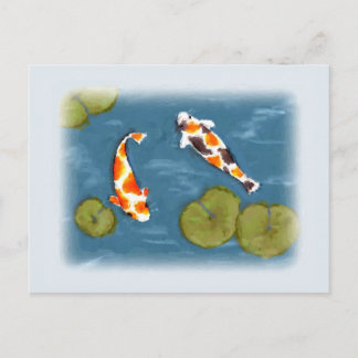 Carte postale Koi Pond Watercolor