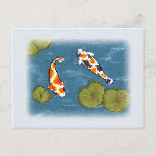 Carte postale Koi Pond Watercolor (Devant)