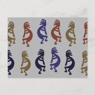 Carte Postale Kokopelli Groupe de Flûtes Jouer Figurines Café Mu