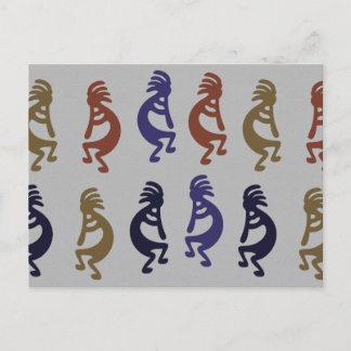 Carte Postale Kokopelli Groupe de Flûtes Jouer Figurines Café Mu