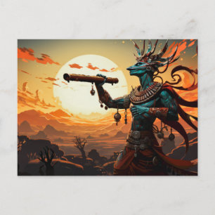 Carte Postale Kokopelli Jouant De La Flûte Dans Les Collines Roc