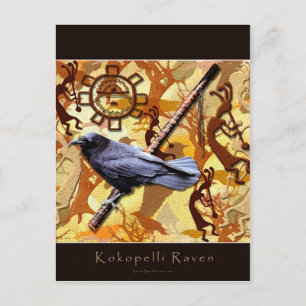 Carte Postale KOKOPELLI RAVEN Série de style art amérindien