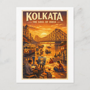 Carte Postale Kolkata, Inde, dans un voyage rétro classique