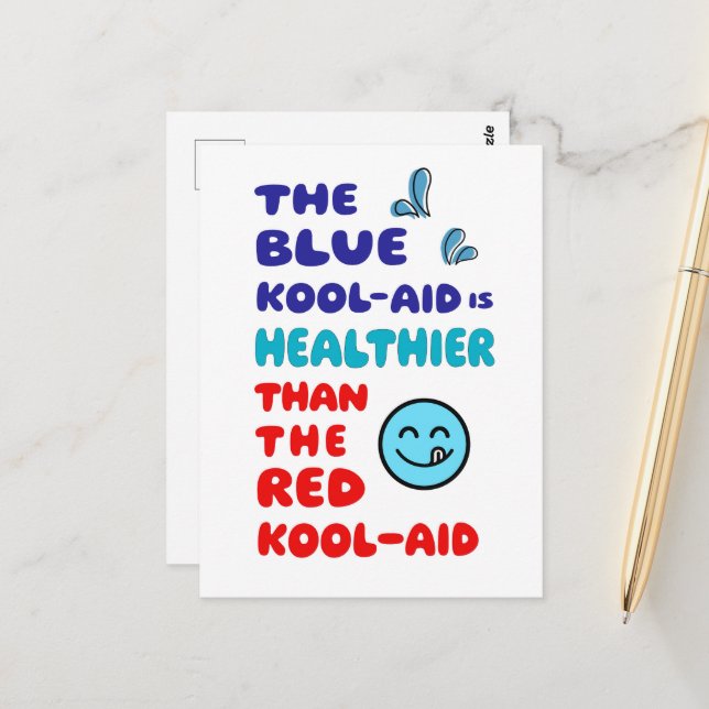 Carte postale Kool-Aid bleu (Devant/Arrière en situation)