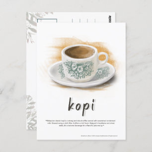 Carte Postale Kopi en Mug de café classique Malaisie