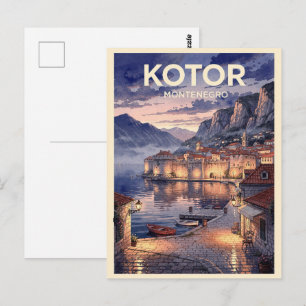 Carte Postale Kotor Montenegro Voyage Rétro