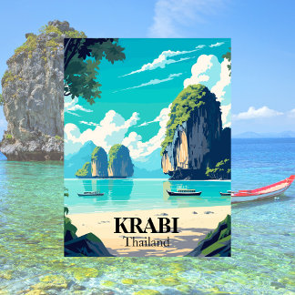Carte Postale Krabi, Thaïlande Illustration de plage