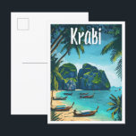 Carte Postale Krabi Thaïlande Illustration de voyage d'art Vinta<br><div class="desc">Krabi Thaïlande Illustration de voyage d'art Vintage</div>