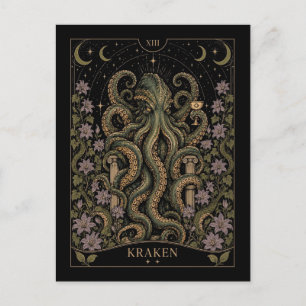 Carte Postale Kraken, Art du Tarot Starlit
