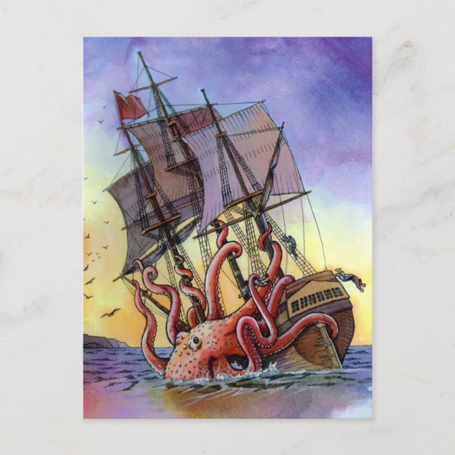 Carte Postale Kraken Attack Postcard (Devant)