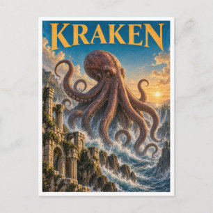 Carte Postale Kraken, Monstre de Fantasy Gothique