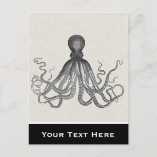 Carte Postale Kraken - Octopus géant noir / Cthulu