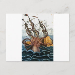 Carte Postale Kraken Steampunk Octopus Vintage