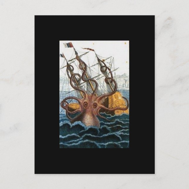 Carte Postale Kraken Steampunk Octopus Vintage (Devant)
