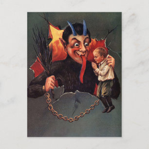 Carte Postale Krampus Avec Garçon