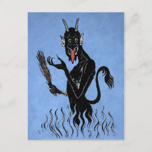 Carte Postale Krampus bleu vintage