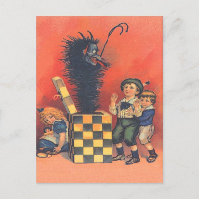Carte Postale Krampus dans une boîte surprise (Devant)
