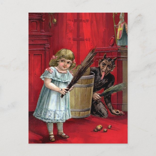 Carte Postale Krampus de cache vintage (Devant)