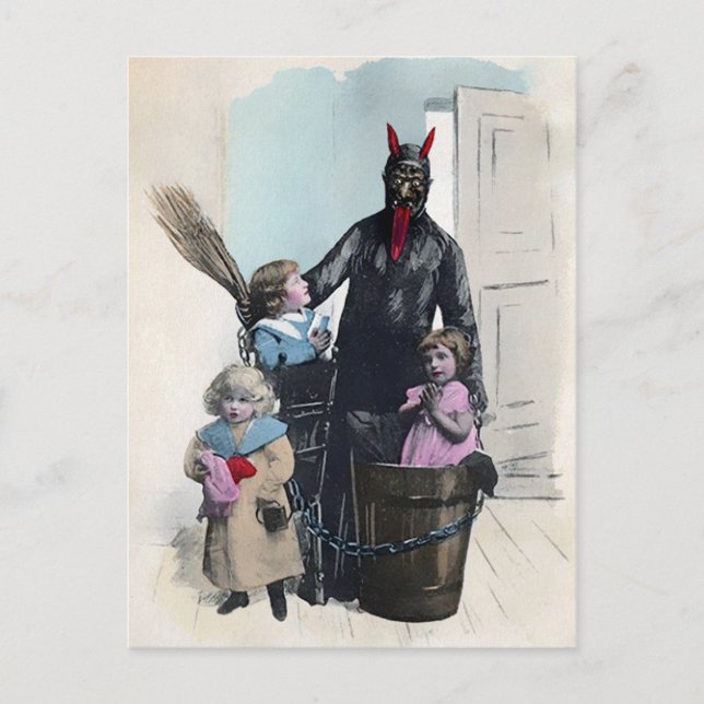 Carte Postale Krampus Déplaisant victorien vintage (Devant)