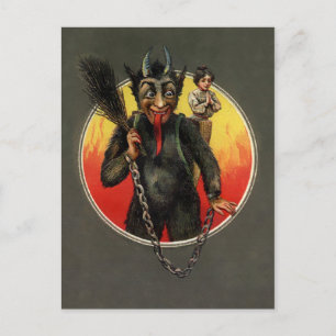 Carte Postale Krampus émergent vintage