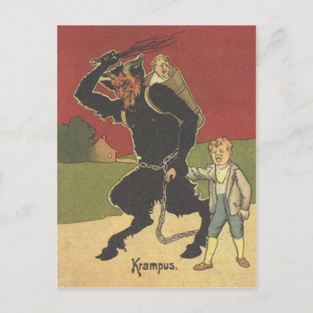 Carte Postale Krampus enlève des enfants (Devant)