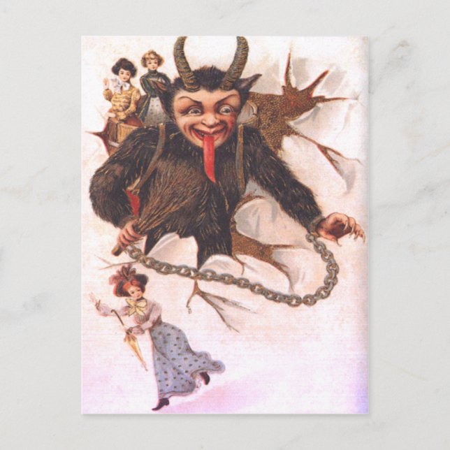 Carte Postale Krampus enlève des femmes (Devant)