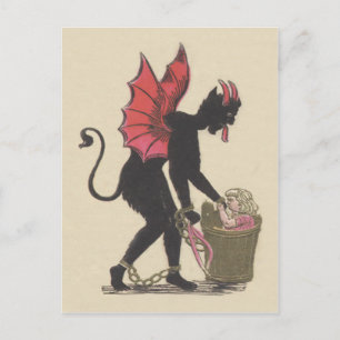 Carte Postale Krampus Enlèvement d'ailes de la chaîne d'enfants