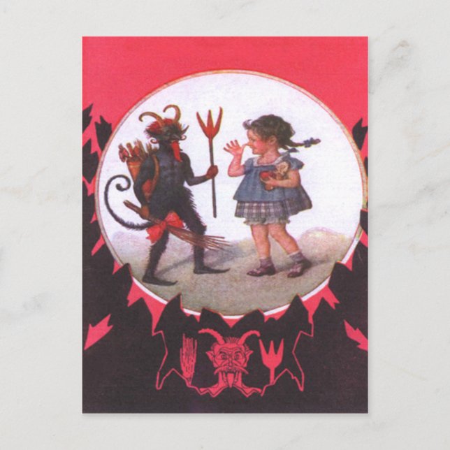 Carte Postale Krampus et petite fille (Devant)