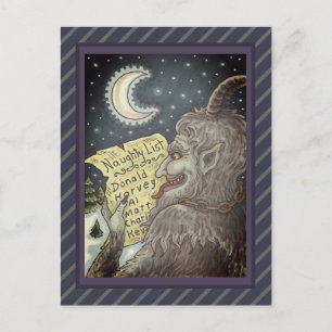 CARTE POSTALE KRAMPUS NAUGHTLIST, HISTOIRE DE NOËL CRAYANTE