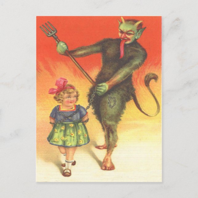 Carte Postale Krampus Punir l'enfant (Devant)